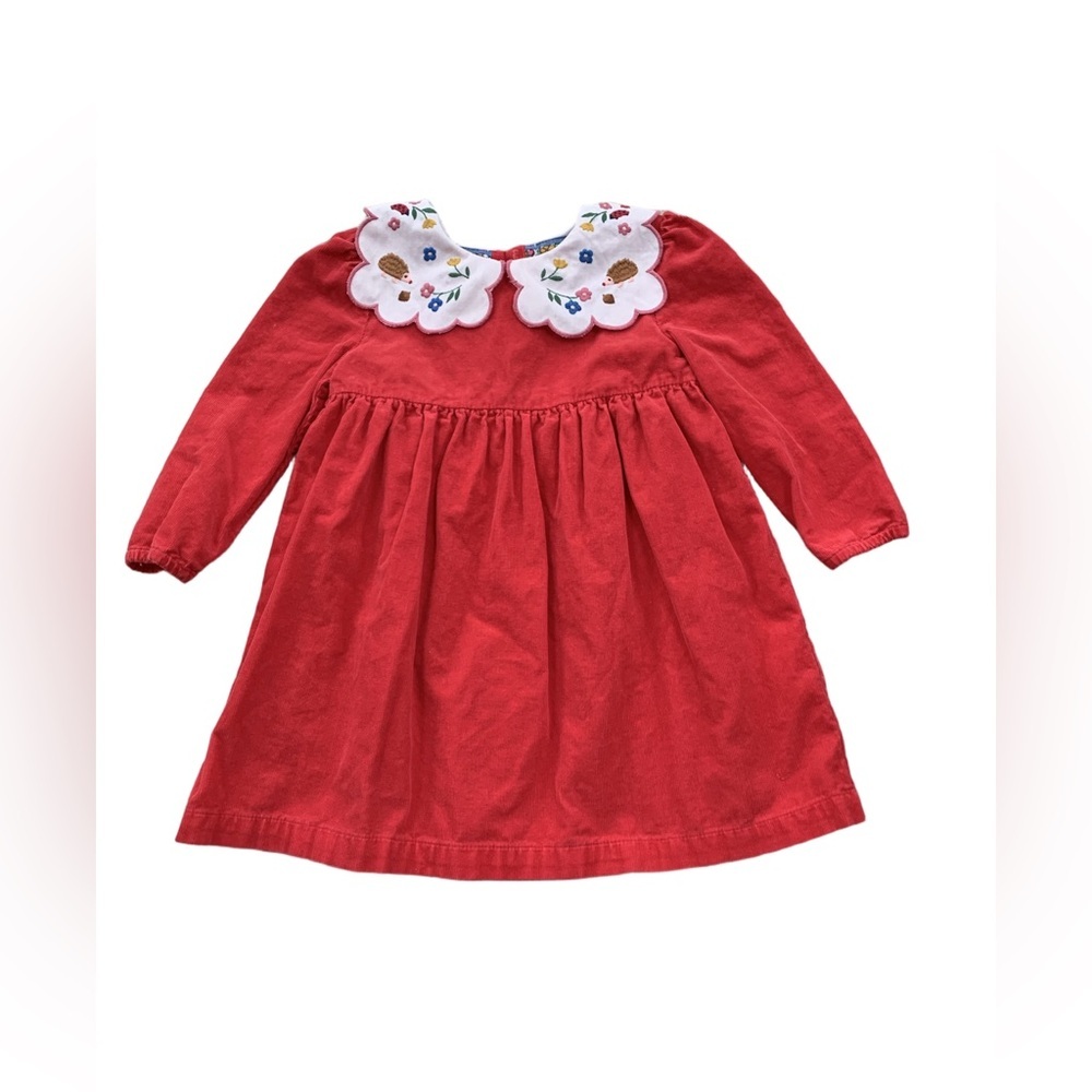 Baby Boden Size 18-24 Months Corduroy Hedgehog Floral Embroidered Collar Dress